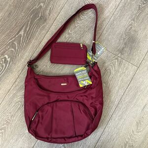 New With tags Travelon Anti-Theft Crossbody Bag, With Matching Wallet, Red